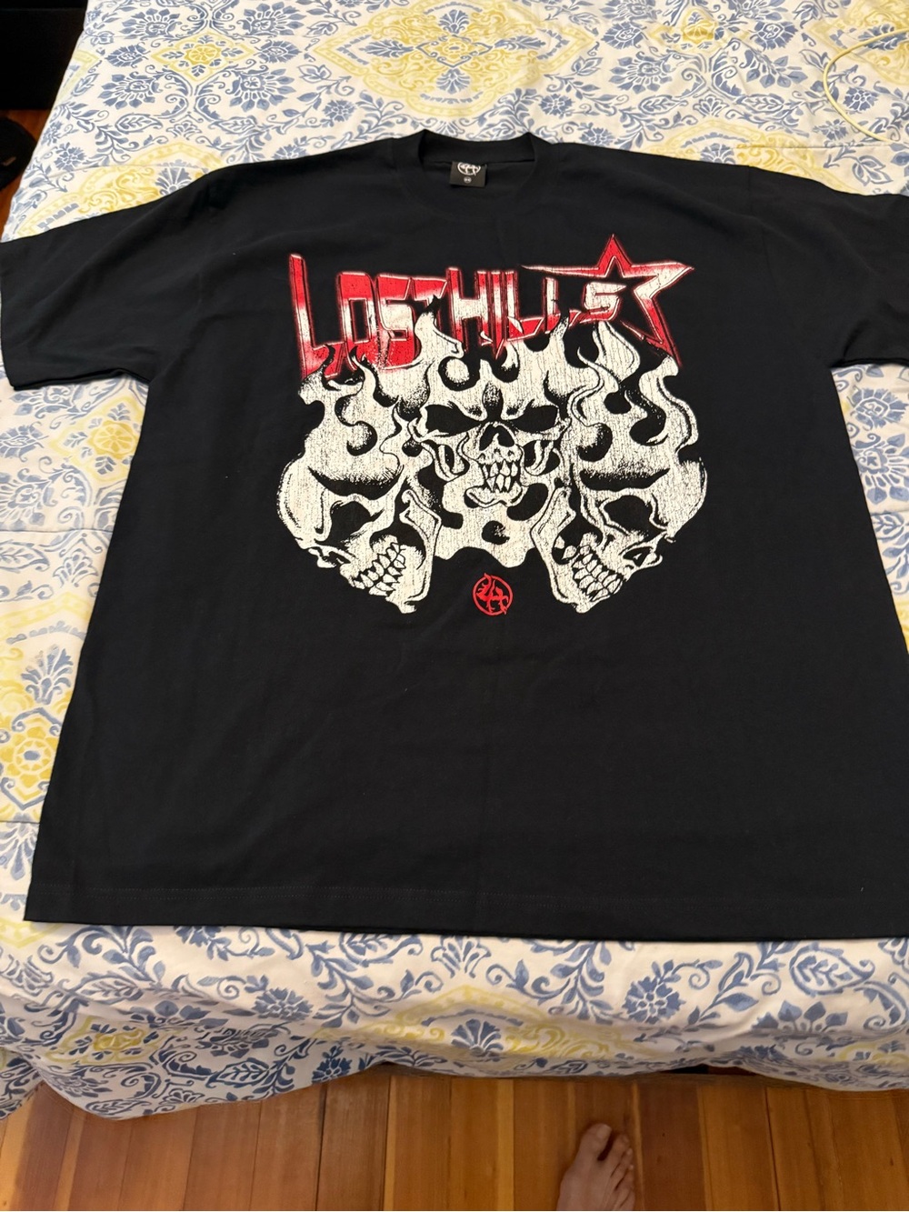 Lost Hills Black Graphic Tee with White Circular Logo